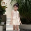 Set bộ áo bé gái kem, ren thô hàn, từ 8kg-33kg