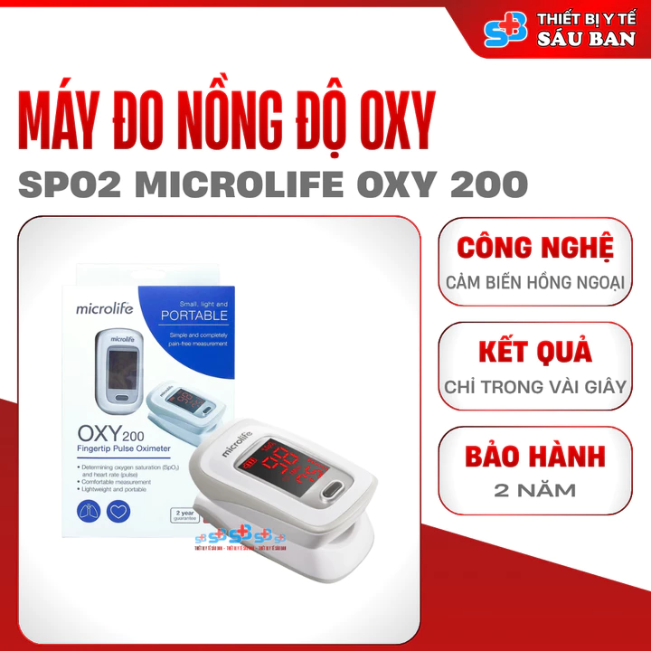 Máy Đo Nồng Độ Oxy Microlife OXY 200 – Thiết Bị Theo Dõi SpO2 & Nhịp Tim Chính Xác Tại Nhà