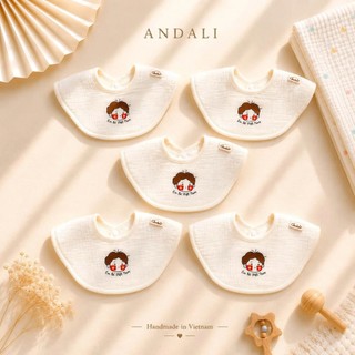 Set 2 yếm tròn em bé Việt Nam anchee, chất đũi gân dày dặn cho bé