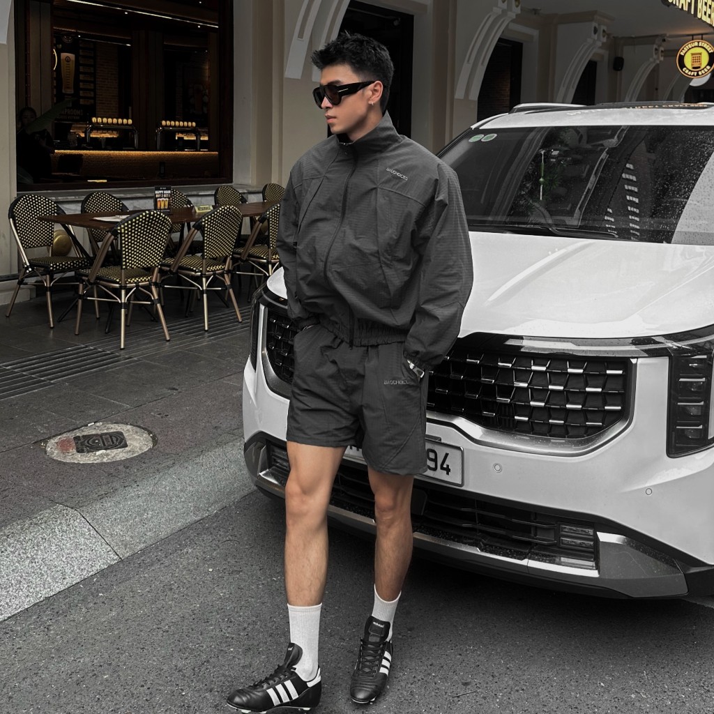 Bad Choices | Set Áo khoác dù cổ đứng boxy và Quần short dù RIPSTOP