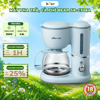Máy pha cà phê mini Bear SB-CF06A (KFJ-A06K1), 550W, Pha Coffee- Trà Cho Gia Đình, BH 18 Tháng