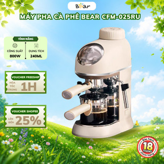 Máy pha cà phê espresso gia đình tự động Bear CFM-025RU, 5 Bar, 800W, Tạo bọt sữa, Bảo Hành 18 Tháng