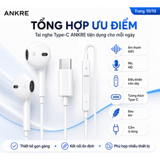 Tai Nghe Có Dây Type-C ANKRE, Âm Thanh HiFi, Có Mic, Điều Khiển Âm Lượng, Cho Android