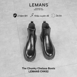 Giày da bò Chunky Chelsea Boots LeMans CHK02, đế Chunky, bảo hành 24 tháng