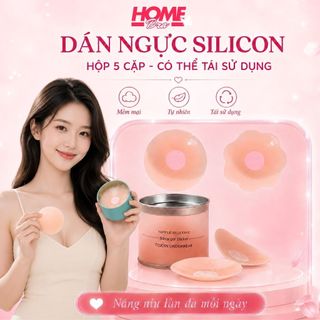 Miếng dán ngực silicon keo bám dính chắc - Hộp 10 Miếng dán ti siêu dính chống nước tái sử dụng