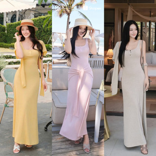 Set đầm thun len dài hồng pastel phối kèm khăn choàng rời phóng trẻ trung năng động KS622 KS622A KS622B