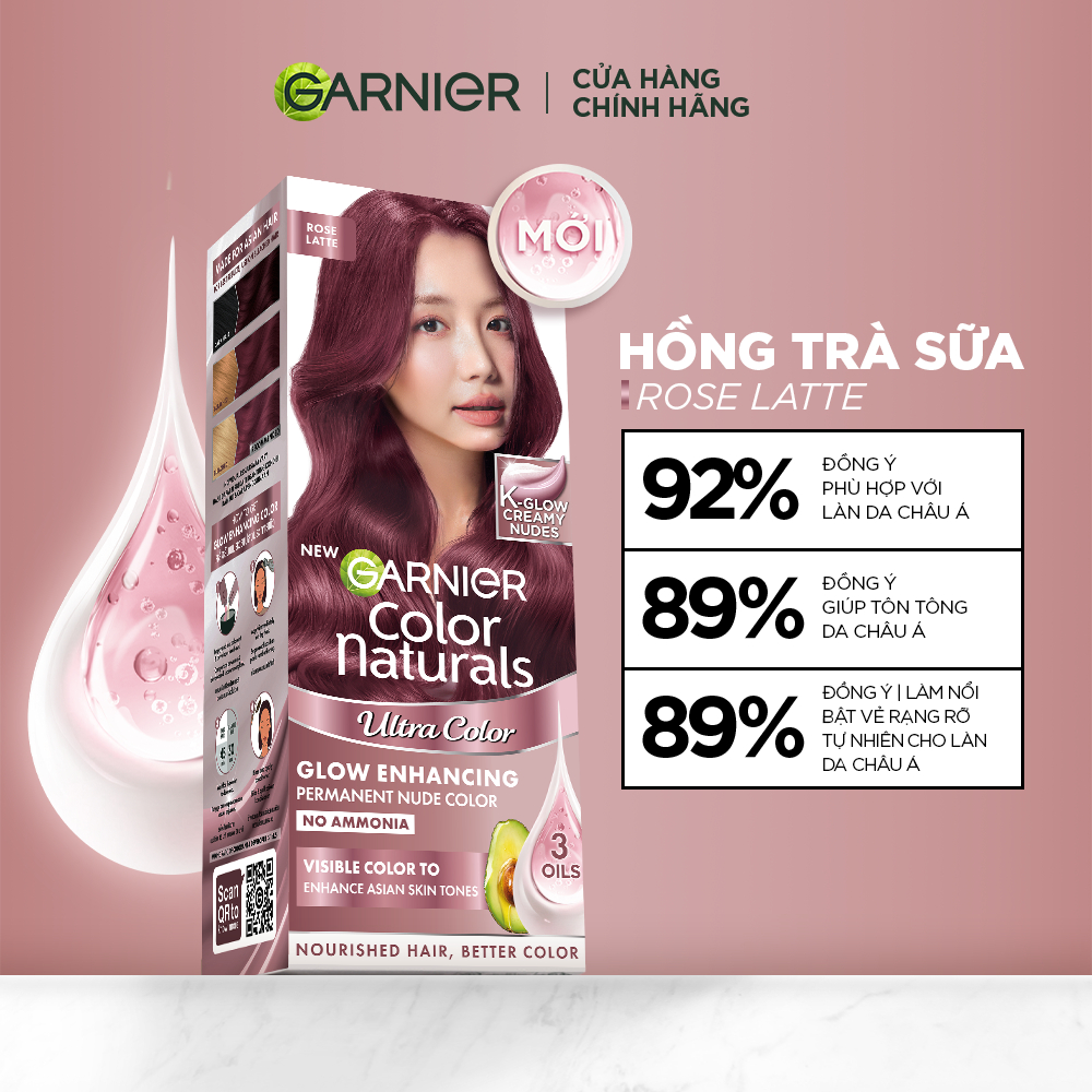 Kem Nhuộm Tóc Tại Nhà Màu Thời Trang - Công nghệ Colorboost kết hợp 3 loại dầu hạt Garnier Color Naturals Ultra Colors