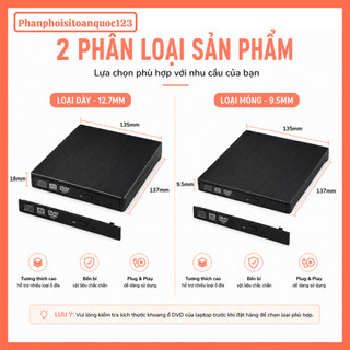 Box Ổ Đĩa DVD Gắn Ngoài USB 2.0 SATA 12.7mm/9.5mm – Tận Dụng Ổ DVD – Dùng Cho Laptop, PC