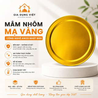 Mâm Nhôm Mạ Vàng Công Nghệ Nhật Bản Loại 1 Dày Dặn - Mâm Ăn Cơm Mâm Bày Quả Mâm Bày Lễ Cúng Gia Tiên