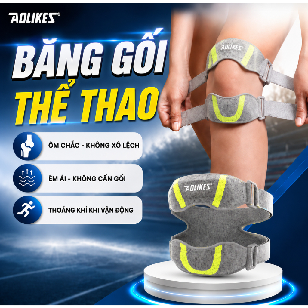 Băng Gối AOLIKES Patella 8502 – Hỗ Trợ Gân Xương Bánh Chè, Giảm Đau Gối Khi Tập Luyện, Squat, Đạp Xe