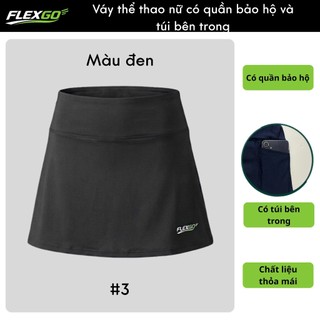 (Hỏa tốc HCM)Váy Quần Thể Thao Nữ Flexgo Cạp Cao Có Túi Điện Thoại - Váy Tennis, Pickleball, Chạy Bộ, Gym