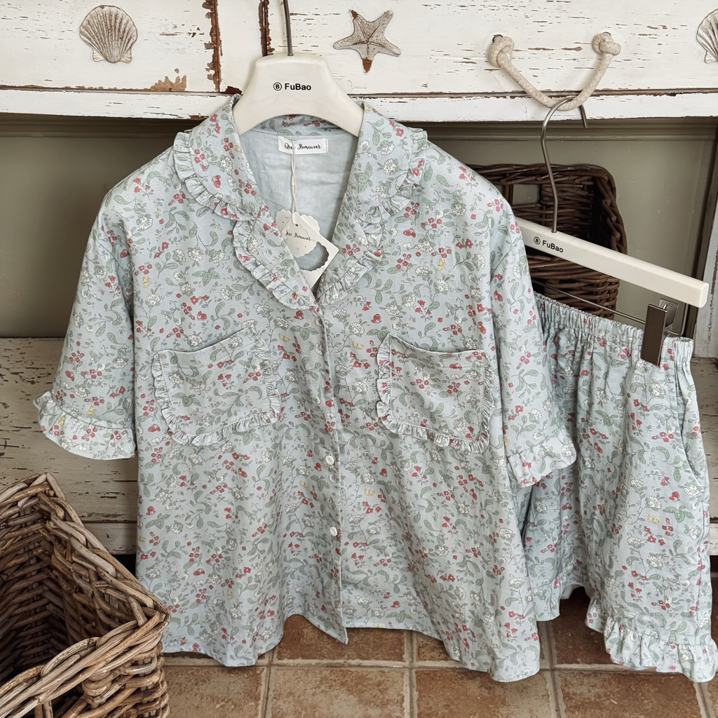 [THE RIBBON CLUB] QiXi Homewear Bộ đồ ngủ nữ hoa nhí tay ngắn