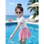 Bộ Bơi Tay Ngắn Bé Gái Kiểu Váy Xòe Dễ Thương, Trang Phục Đi Biển Chống Nắng Nhẹ Cho Bé