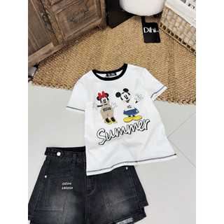 Áo phông cotton MSK hình đôi mickey summer form babytee #18005