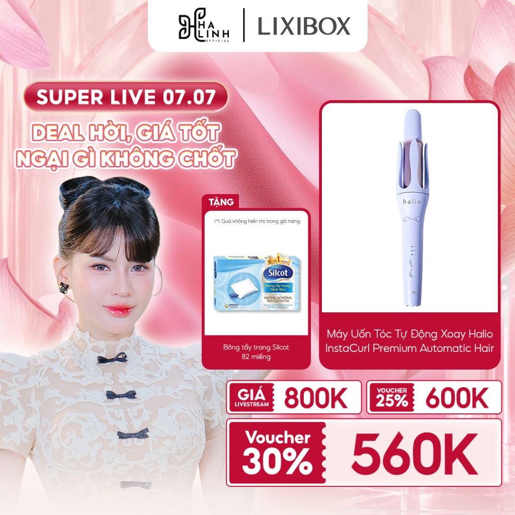 [VHL x LIXIBOX] PREMIUM - Máy Uốn Tóc Tự Động Xoay Halio InstaCurl Premium Automatic Tặng Bông Tẩy Trang Silcot