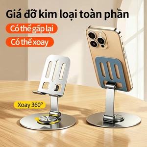 Chân đế hoàn toàn bằng kim loại Xoay 360°Có thể gập lại Dễ dàng mang theo Thích hợp cho máy tính bảng và điện thoại