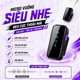 Mic Thu Âm Lọc Ồn VUASI M73 2 Mic 2 Đầu Thu Riêng Biệt Mic Thu Âm Cài Áo Không Dây Cắm Là Dùng