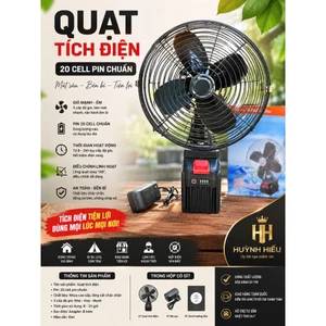 Quạt Tích Điện 20 Cell Pin Chuẩn Dung Lượng Lớn Quạt Sạc USB Gió Mạnh Dùng Khi Mất Điện