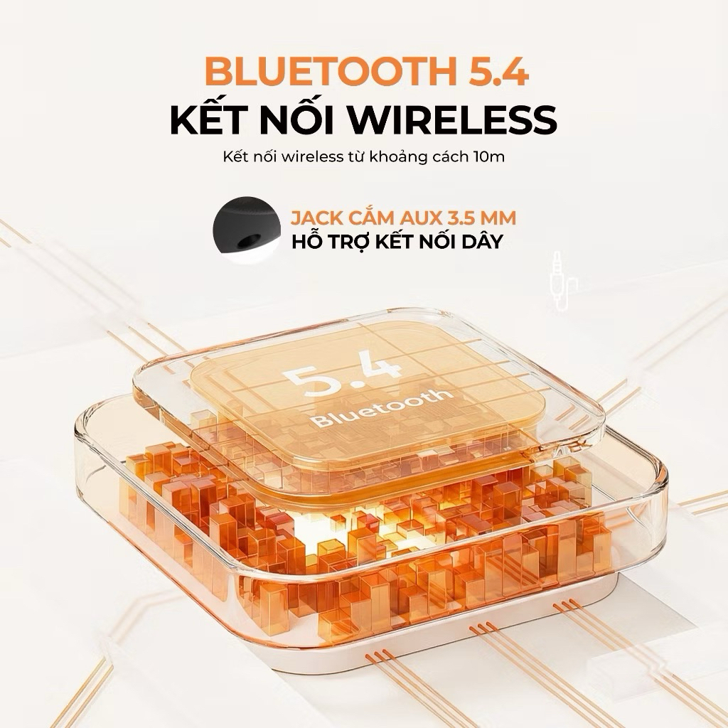 Tai nghe chụp tai không dây Volwatt Flow – Tai nghe Bluetooth chụp tai | AUX + Bluetooth | Pin 200mAh |  5.4 T52M