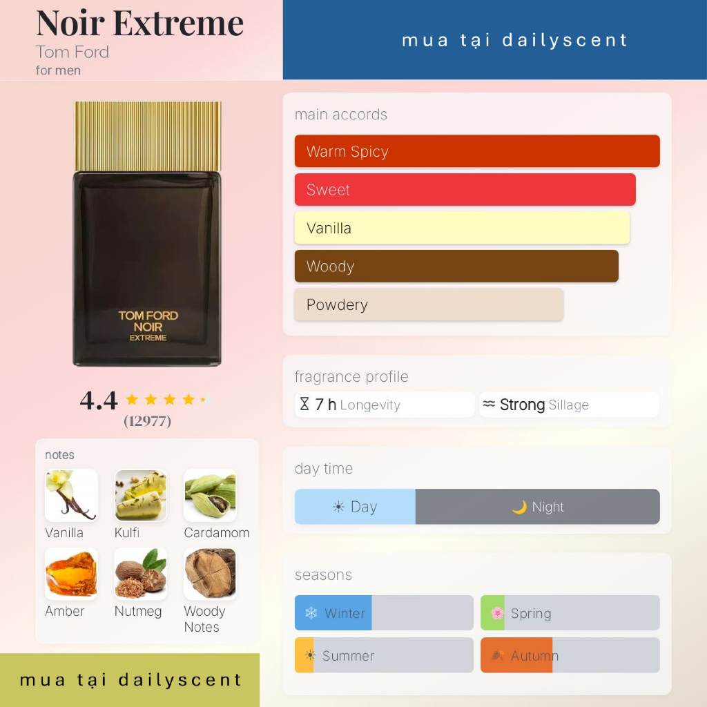Nước hoa Noir Extreme 100ml EDP TF| Nước hoa nam| Nước hoa mùi gỗ| Nước hoa nam lịch lãm| Dailyscent