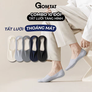 Combo 10 đôi tất tàng hình nam GOMTAT có đệm silicone chống tuột gót - UYE-7010-CB12