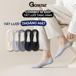 [MUA 10 TẶNG 2] Combo 10 đôi tất tàng hình nam GOMTAT có đệm silicone chống tuột gót - UYE-7010-CB12