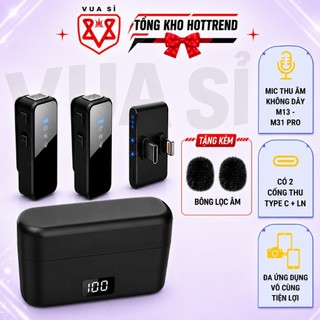 MIC THU ÂM Không Dây VUASI M13 Có 2 Cổng Thu Dùng Cho Nhiều Dòng Máy Hỗ Trợ Livestream, Quay Video