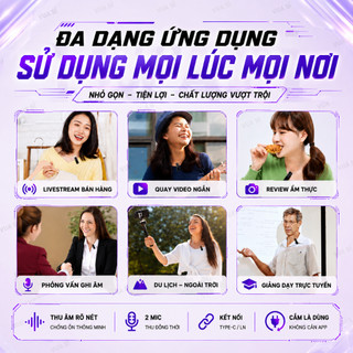 MIC THU ÂM Không Dây VUASI M13 Có 2 Cổng Thu Dùng Cho Nhiều Dòng Máy Hỗ Trợ Livestream, Quay Video