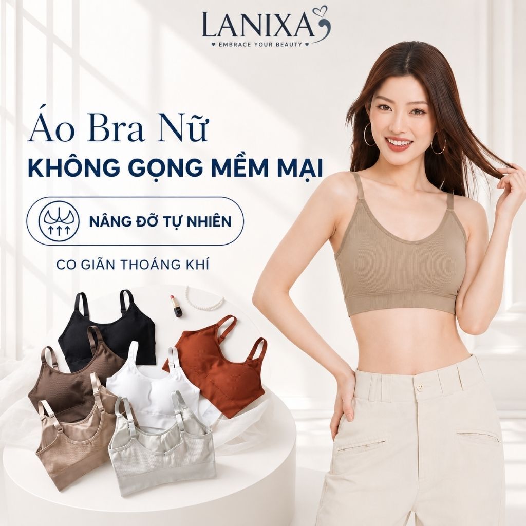 Áo bra nữ tập gym thể thao đệm mút sẵn mỏng nhẹ ôm ngực chất cotton gân tăm thấm hút LANIXA B1182