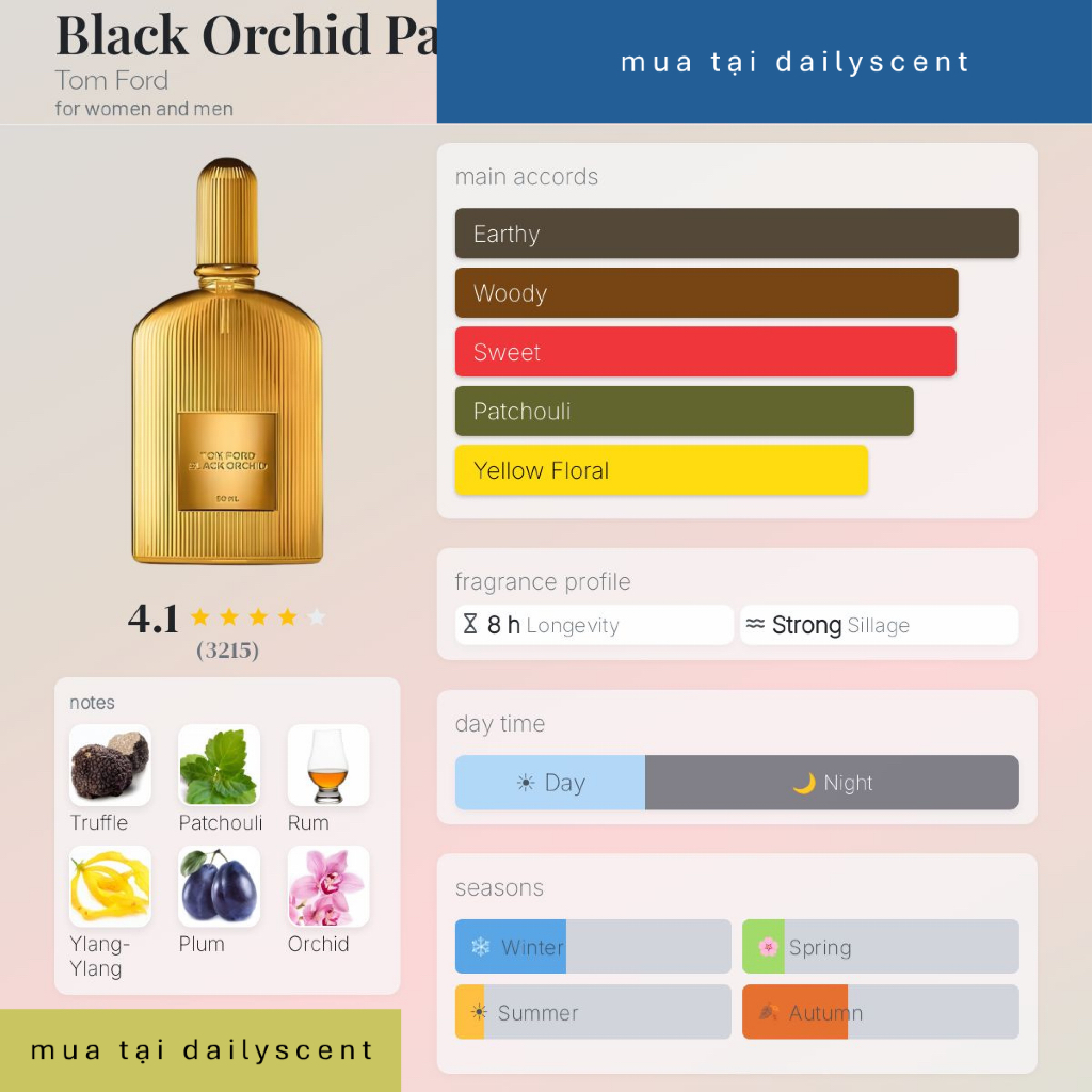 Nước hoa Black Orchid 100ml EDP TF| Nước hoa nữ| Nước hoa mùi hoa| Nước hoa nữ quyến rũ| Dailyscent