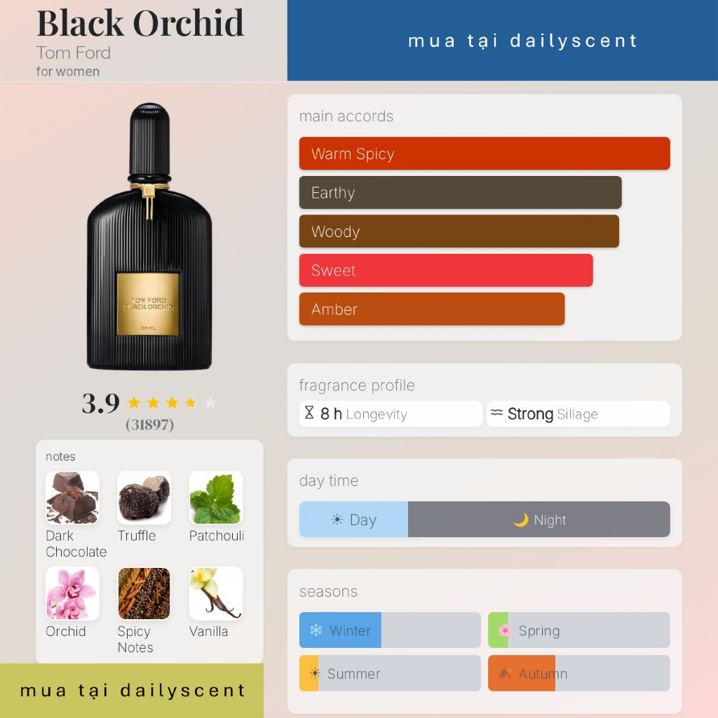 Nước hoa Black Orchid 100ml EDP TF| Nước hoa nữ| Nước hoa mùi hoa| Nước hoa nữ quyến rũ| Dailyscent