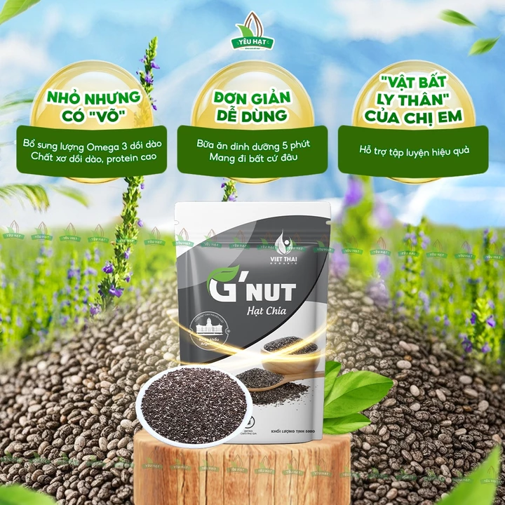 Hạt Chia Hữu Cơ Giảm Cân - Chia Đen Organic Chính Hãng 100% Giàu Omega 3 Detox Yêu Hạt – 6