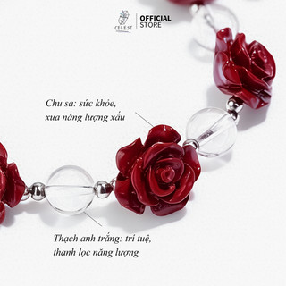 Vòng tay Phong thủy Chu sa Thạch anh trắng Cao cấp Tự nhiên thu hút tài lộc May mắn tặng bạn gái.