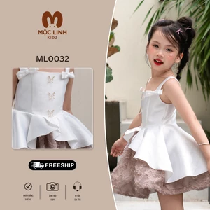 Đầm bé gái váy trắng, vải tafta, từ 8kg-33kg