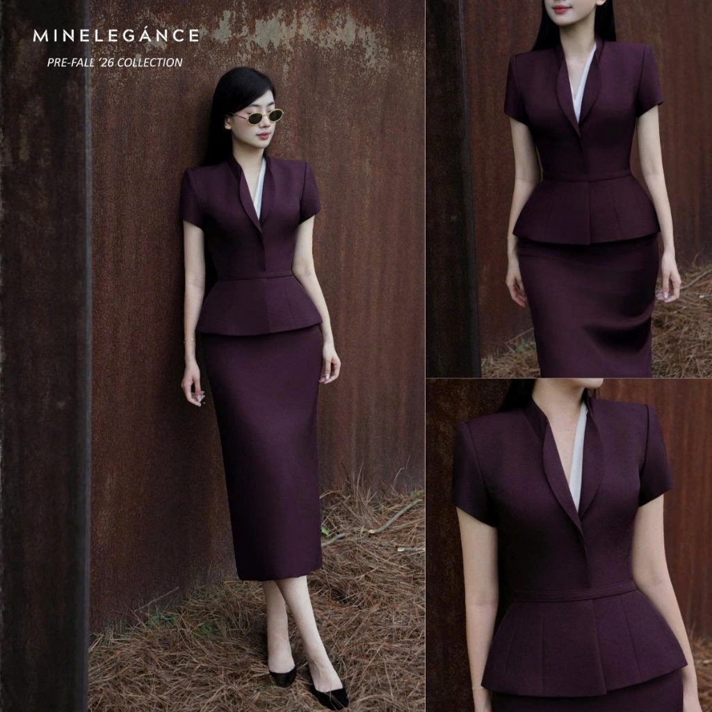 MINELEGÁNCE | SET ÁO VEST & CHÂN VÁY BÚT CHÌ THANH LỊCH, SANG TRỌNG - MIN136