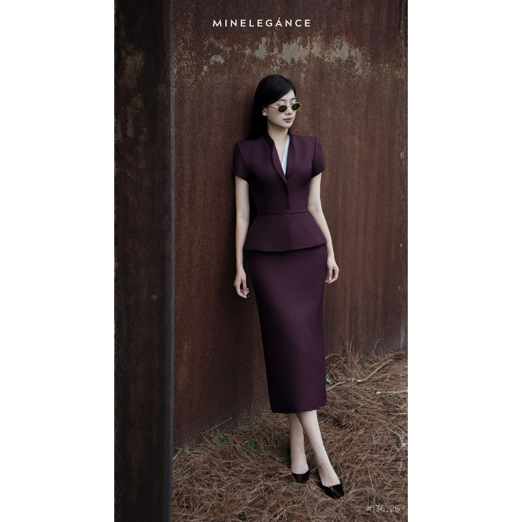 MINELEGÁNCE | SET ÁO VEST & CHÂN VÁY BÚT CHÌ THANH LỊCH, SANG TRỌNG - MIN136