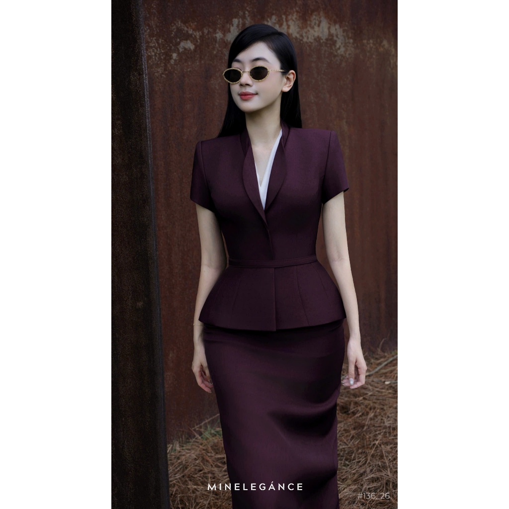 MINELEGÁNCE | SET ÁO VEST & CHÂN VÁY BÚT CHÌ THANH LỊCH, SANG TRỌNG - MIN136