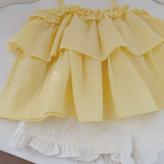 Quần áo trẻ em, Set 2 dây thô vàng cho bé gái 9-21kg S2154 Tiểu Yến KID