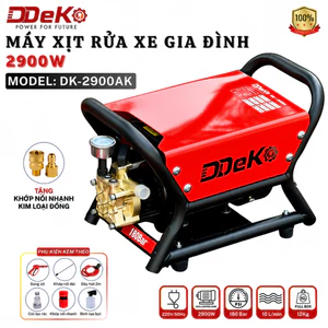 Máy xịt rửa xe gia đình DEKO DK-2900AK, Công suất 2900W, Lưu lượng 10L/p, Áp lực nước 120~180Bar