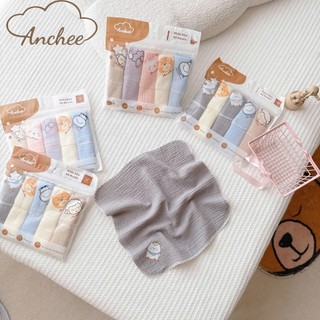Túi 5 khăn xô màu Muslin anchee siêu mềm, thấm hút tốt cho bé
