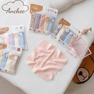 Túi 5 khăn xô màu Muslin anchee siêu mềm, thấm hút tốt cho bé