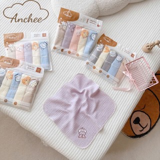 Túi 5 khăn xô màu Muslin anchee siêu mềm, thấm hút tốt cho bé