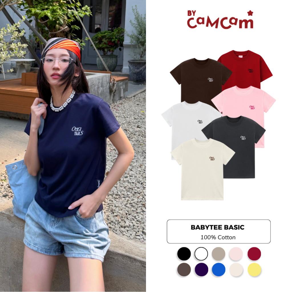 Áo Thun Baby Tee 𝑩𝒚𝒄𝒂𝒎𝒄𝒂𝒎 Basic BLACK/WHITE/GREY HOT TREND AMD015