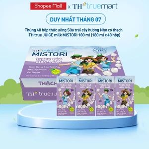Thùng 48 hộp thức uống Sữa trái cây hương Nho có thạch TH true JUICE milk MISTORI 180ml (180ml x 48)