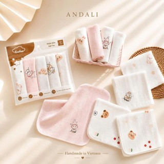 Túi 5 KHĂN SỮA SỢI TRE ANCHEE 2 LỚP cao cấp mềm mại, thấm hút tốt cho bé kích thước 30x30cm