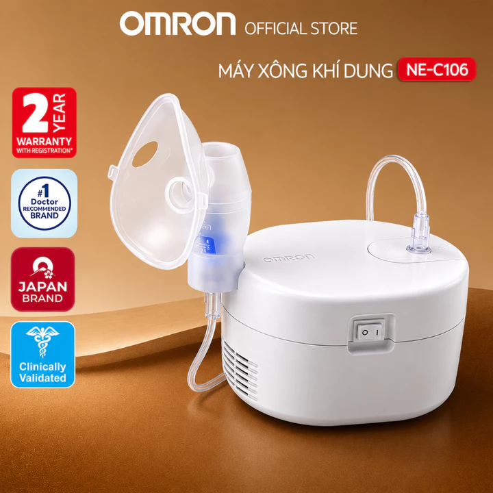Máy Xông Khí Dung Xông Mũi Họng Omron NE-C106 | Thương Hiệu Nhật Bản, Bảo Hành Chính Hãng 2 Năm