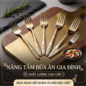 Bộ Dĩa (10 cái ) Inox Ăn Trái Cây / Bánh Ngọt Họa Tiết Cổ Điển