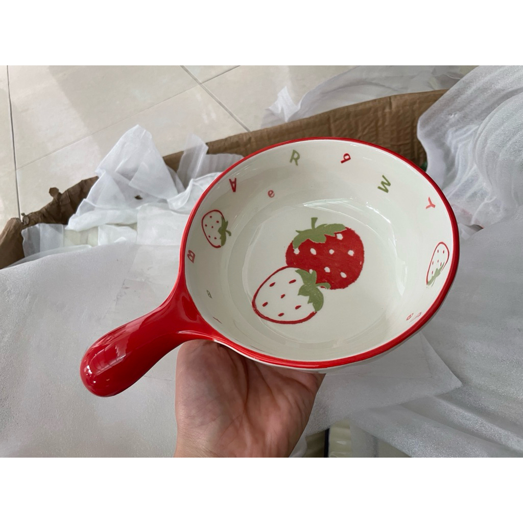 Chảo sứ có tay cầm, trang trí đồ ăn siêu đáng yêu