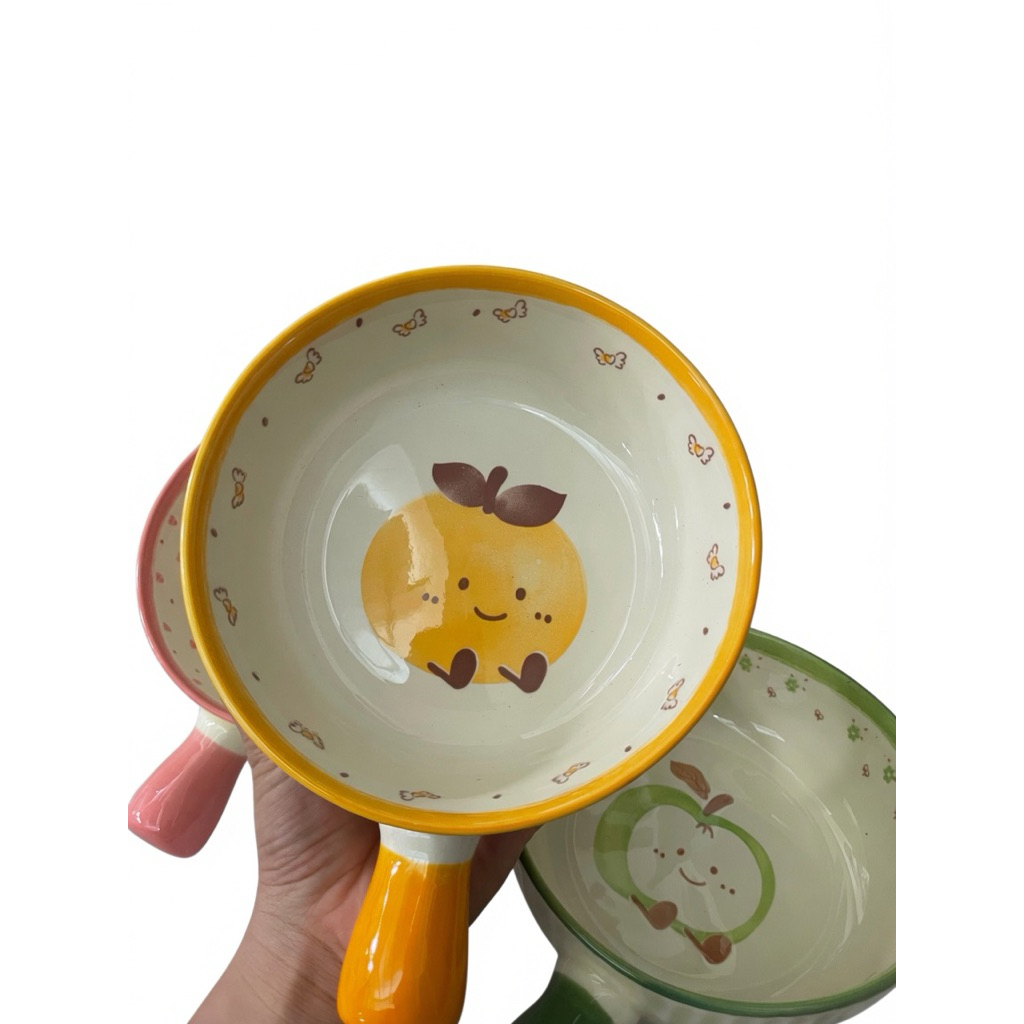 Chảo sứ có tay cầm, trang trí đồ ăn siêu đáng yêu