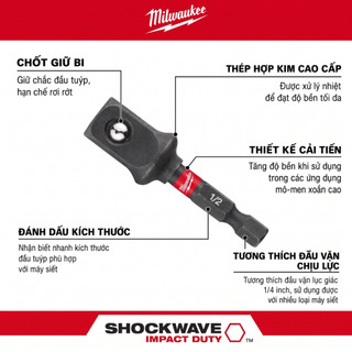 Đầu chuyển vít sang bulong 1/2'' Milwaukee 48-32-5034. Mua nhiều giảm giá